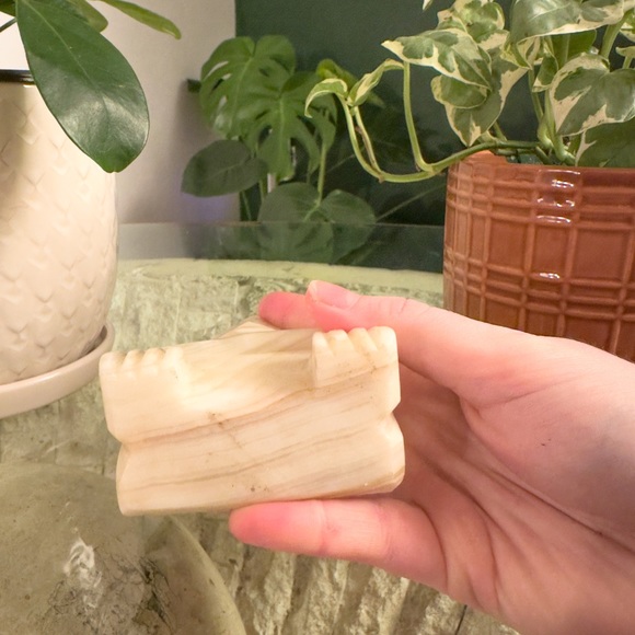 Vintage Hand Carved Agate Onyx Marble Stone Aztec Figural Bookend - Picture 4 of 8